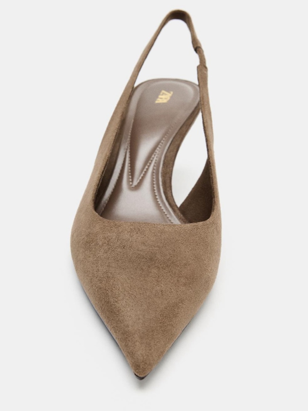Zara Taupe Suede Pointed-Toe Slingback Heels - Picture 5 of 6